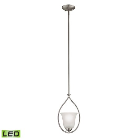 Thomas Conway 1-Light Mini Pendant in Brushed Nickel with White Glass - LED 1201PS/20-LED